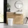 Sicily Fluted Country Oak Combination Vanity Basin and Tucson Toilet 1200mm - Brushed Brass Accents - Right Handed