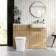 Sicily Fluted Country Oak Combination Vanity Basin and Houston Toilet 1200mm - Brushed Brass Accents - Right Handed