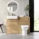 Sicily Fluted Country Oak Vanity with Semi Recessed Basin 600mm - Chrome Handles
