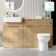 Sicily Fluted Country Oak Combination Vanity Basin and Miami Toilet 1500mm - Chrome Handles