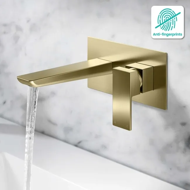 Ribble Brushed Brass Wall Mounted Basin Mixer Tap
