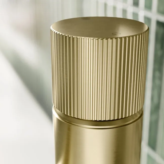 Ennis Brushed Brass Basin Mixer Tap with Knurled Detailing