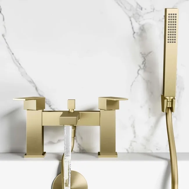 Tamar Brushed Brass Bath Filler & Handheld Shower