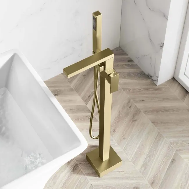 Tamar Brushed Brass Freestanding Bath Shower Mixer Tap