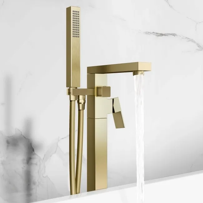 Tamar Brushed Brass Freestanding Bath Shower Mixer Tap