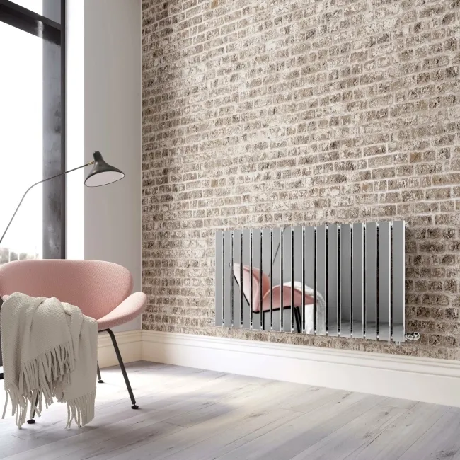 Faro Chrome Single Flat Panel Horizontal Radiator 600x1190mm