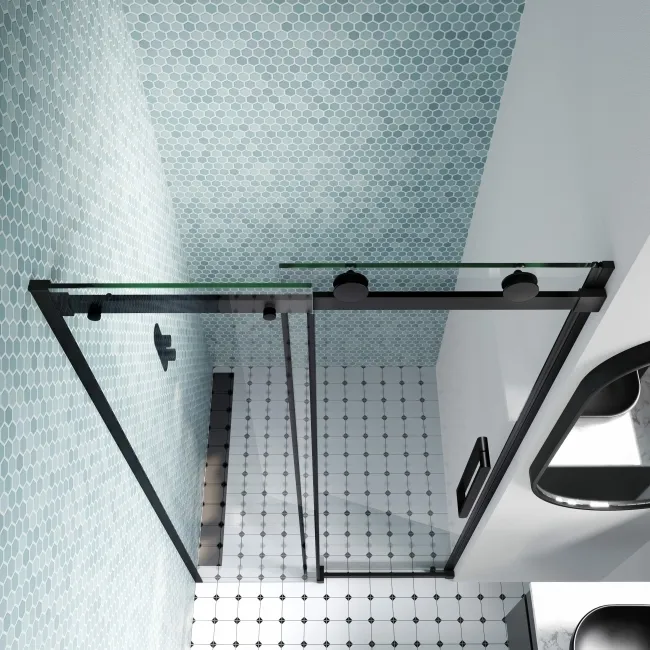 Oslo Matt Black Premium Easy Clean 8mm Sliding Shower Door 1000mm