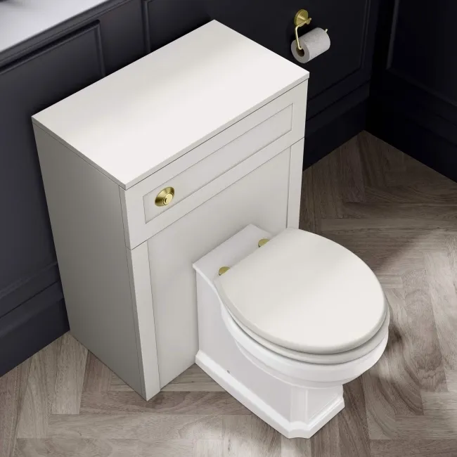 Hudson Traditional Cotton White Wooden Soft Close Seat with Brushed Brass Hinges