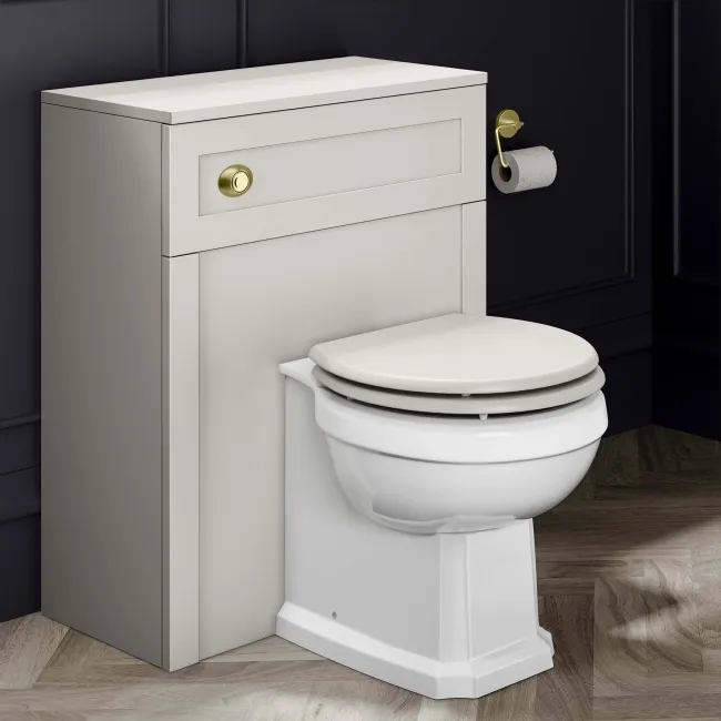 Hudson Traditional Cotton White Wooden Soft Close Seat with Brushed Brass Hinges