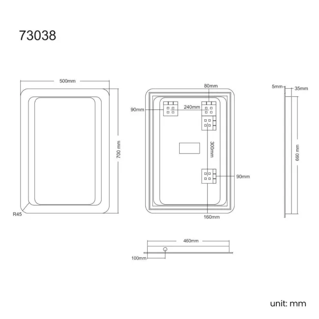 Arabella Battery Operated Illuminated LED Mirror 700x500mm