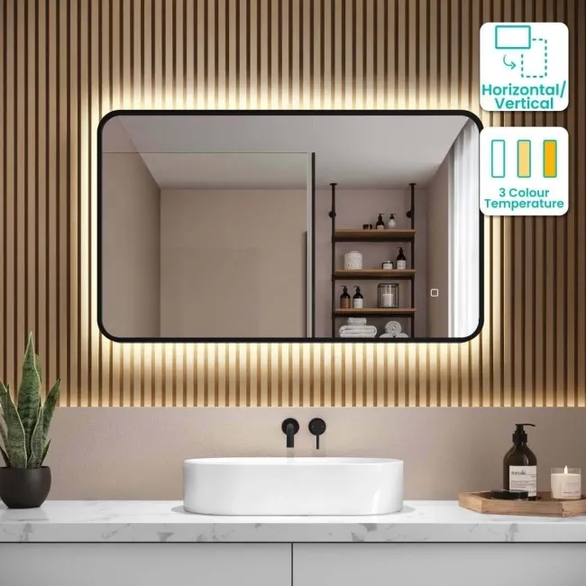 Olivia Black Framed Backlit llluminated LED Mirror 600x1000mm