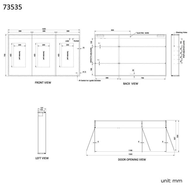 Margot Illuminated LED Mirror Cabinet 700x1200mm