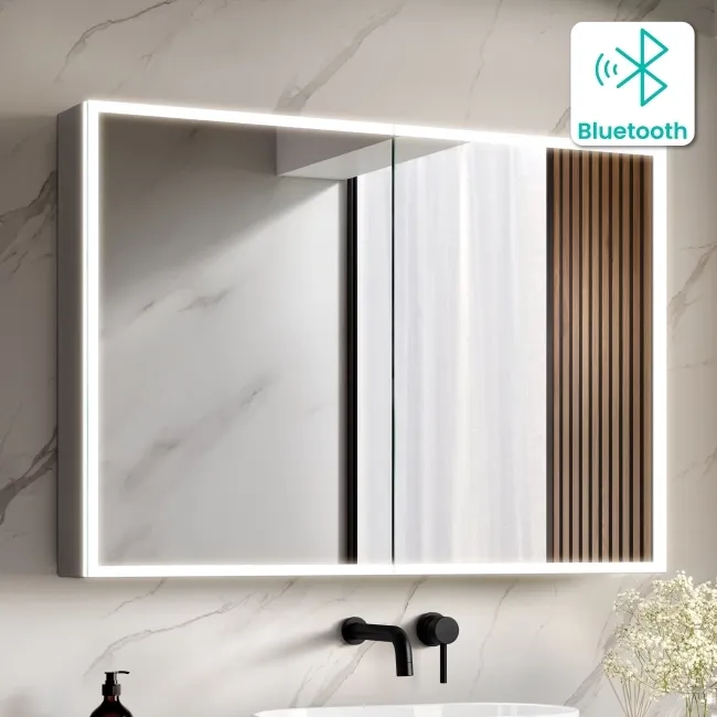 Margot Illuminated LED Mirror Cabinet With BLUETOOTH Speaker & USB Port 700x1000mm