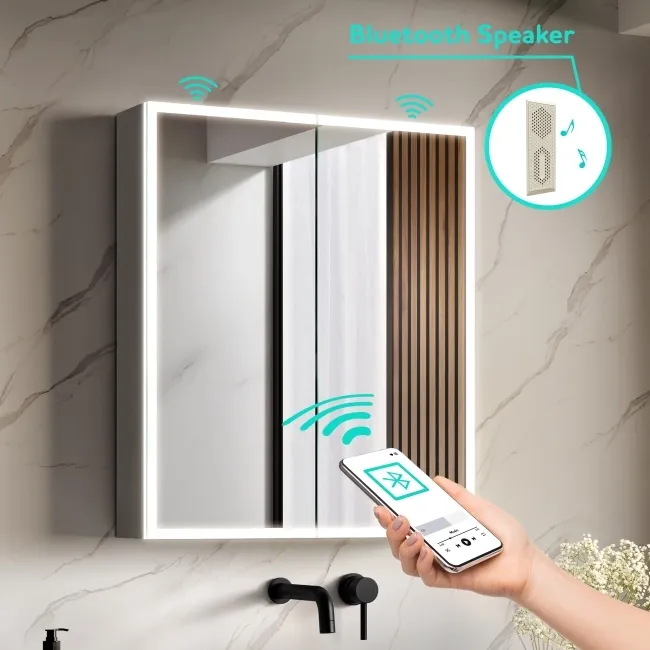 Margot Illuminated LED Mirror Cabinet With BLUETOOTH Speaker & USB Port 700x1000mm