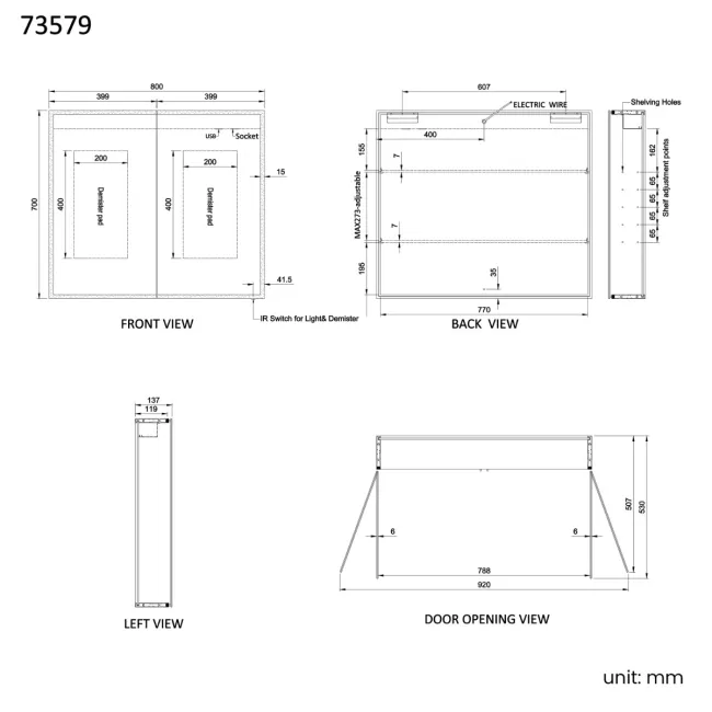 Margot Brushed Brass Illuminated LED Mirror Cabinet 700x800mm