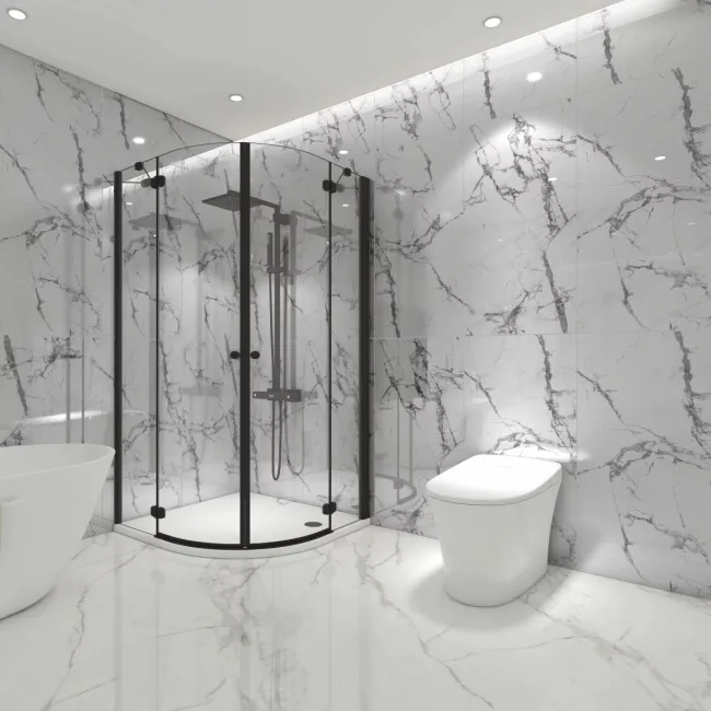 Trepanel Aqua Luxe® Calacatta Marble Effect Satin Embossed SPC Wall Panel 4 Pack (Covers 2.80 SQM)