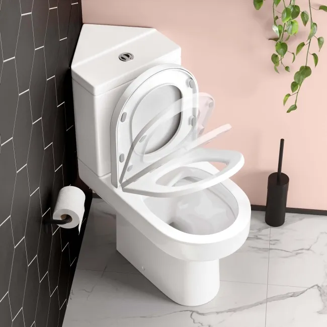 Denver Rimless Close Coupled Corner Toilet With Soft Close Seat
