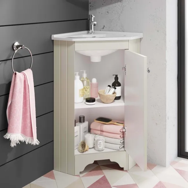 Lucia Chalk White Corner Basin Vanity 400mm