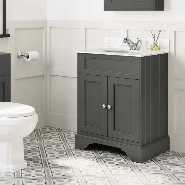 Lucia Graphite Grey Vanity with Marble Top & Undermount Basin 630mm