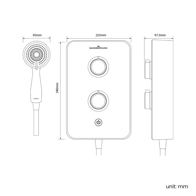 Gainsborough Slim Duo Electric Shower Titanium Grey 8.5KW