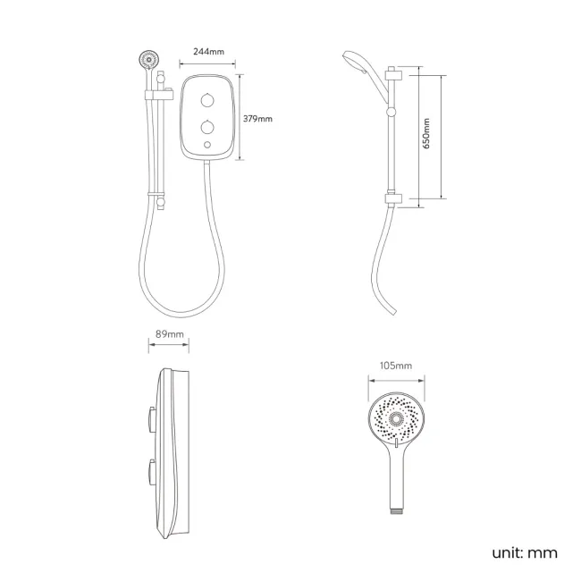 Aqualisa eMOTION Electric Shower - 9.5KW - Midnight Black