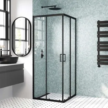 London Matt Black 6mm Corner Entry Shower Enclosure 760x760mm