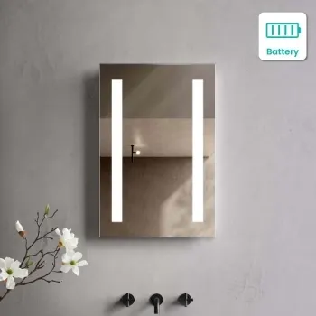 Emielia Battery Operated Illuminated LED Cloakroom Mirror 600x400mm