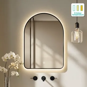 Cassie Black Framed Arched Backlit llluminated LED Mirror 700x500mm