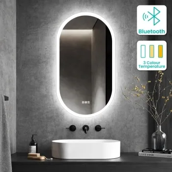 Alisha Oval Illuminated LED Mirror With BLUETOOTH Speaker 900x500mm