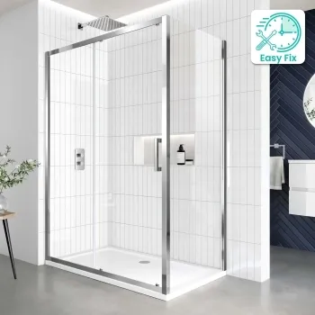 Hamburg Easy Clean 8mm Sliding Shower Enclosure 1400x800mm - Easy Fix Feature