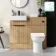 Sicily Fluted Country Oak Combination Vanity Basin and Aruba Toilet 1000mm - Black Accents