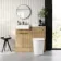 Sicily Fluted Country Oak Combination Vanity Basin with Marble Top & Utah Comfort Height Toilet 1000mm - Brushed Brass Accents