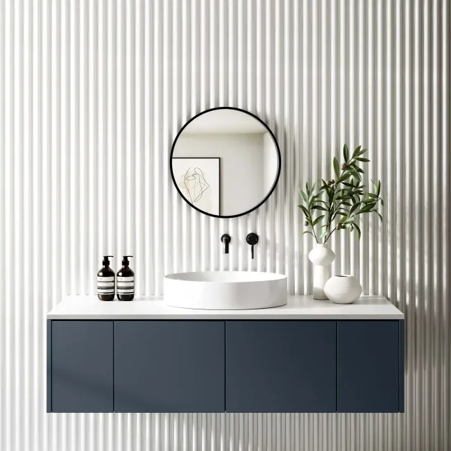 Mollie Black Framed Round Bathroom Mirror 500mm