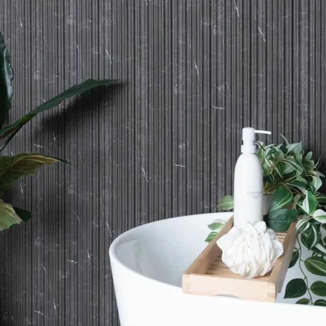 Trepanel Aqua 3D® Waterproof Dark Grey Marble Effect Grooved Wall Panel 3 Pack (Covers 0.87 SQM)