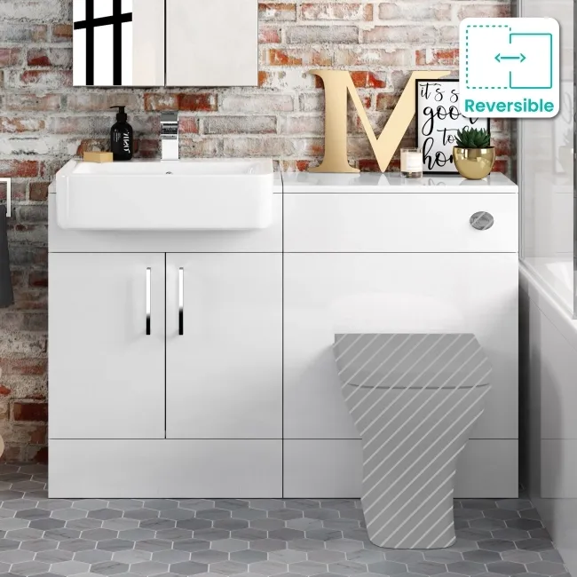 Harper Gloss White Basin Vanity and Back To Wall Toilet Unit 1200mm