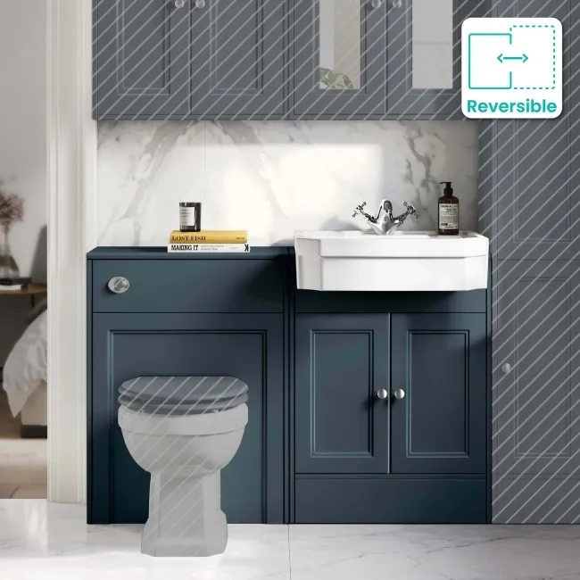 Monaco Inky Blue Traditional Basin Vanity and Back To Wall Unit 1200mm (Excludes Pan & Cistern)
