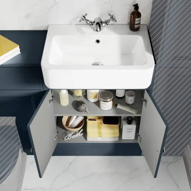 Monaco Inky Blue Basin Vanity and Back To Wall Unit 1200mm (Excludes Pan & Cistern)