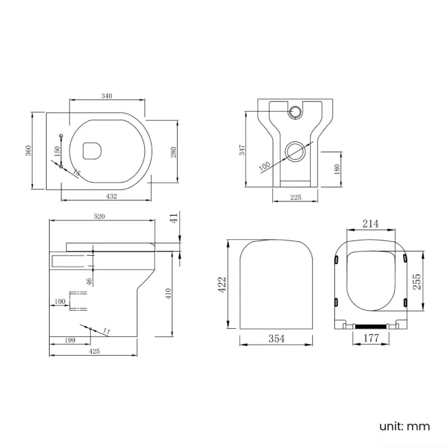 Mersey Gloss White Combination Vanity Basin and Miami Toilet 1000mm