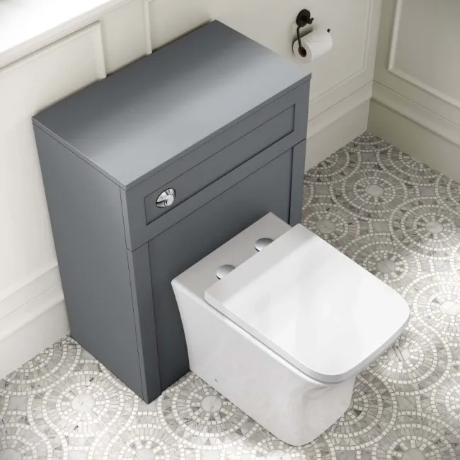 Capri Fog Grey Combination Vanity Basin and Houston Toilet 1350mm - Chrome Handles