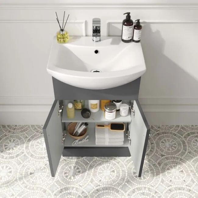 Capri Slate Grey Combination Vanity Basin and Houston Toilet 1050mm - Chrome Handles