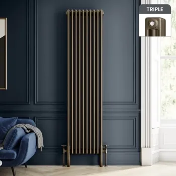 Athens Antique Gold Triple Column Vertical Traditional Radiator 1800x470mm