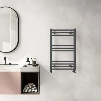 Barcelona Anthracite Straight Heated Towel Rail 800x500mm