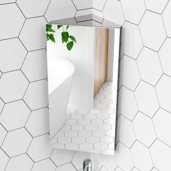 Madelyn Corner Stainless Steel Mirror cabinet 600mm Tall