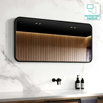Olivia Black Framed Rectangular Bathroom Mirror 500x1000mm