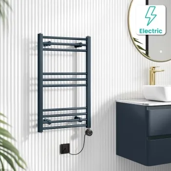 Barcelona Electric Inky Blue Straight Heated Towel Rail 800x500mm