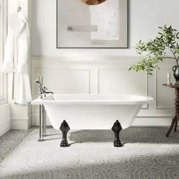 Abingdon 1500mm Single Ended Roll Top Bath - Black Feet