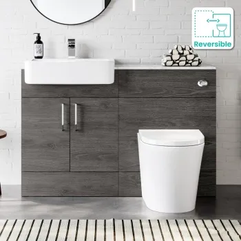 Harper Charcoal Elm Combination Vanity Basin with Marble Top & Boston Toilet 1200mm