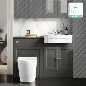 Monaco Graphite Grey Combination Vanity Traditional Basin and Boston Toilet 1200mm