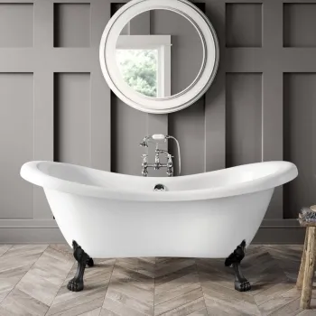 Tonbridge 1750mm Roll Top Bath - Black Claw Feet