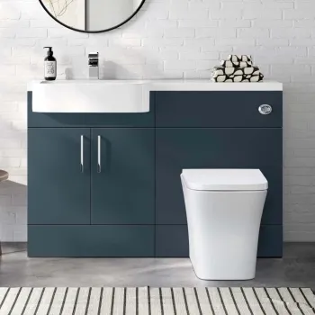 Harper Navy Blue Combination Vanity Basin and Houston Toilet 1200mm - Left Handed